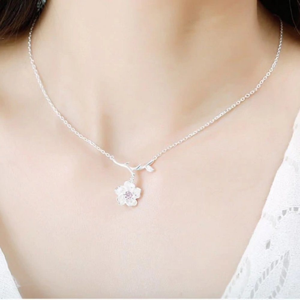 *[Set of 4] NEW 925 Sterling Silver Cherry Blossom - Picture 3 of 11